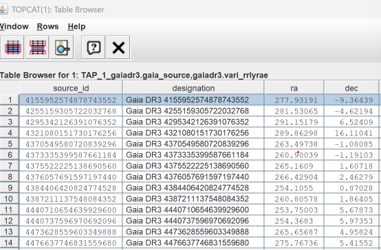 Open the results table