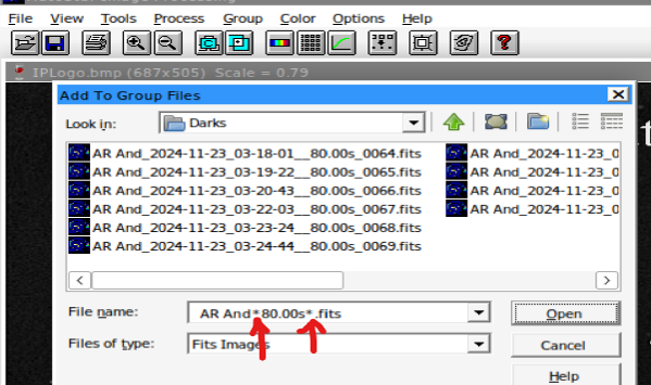 Selecting dark images