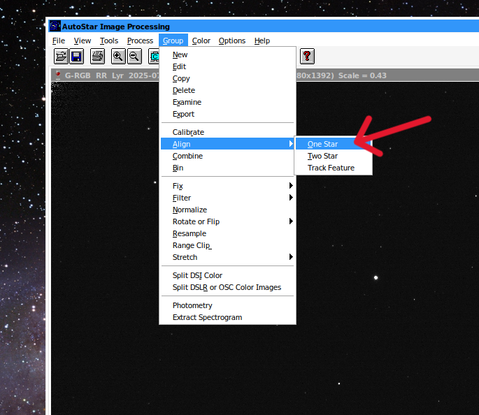 Select One Star alignment
