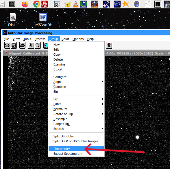 Open the Photometry tool