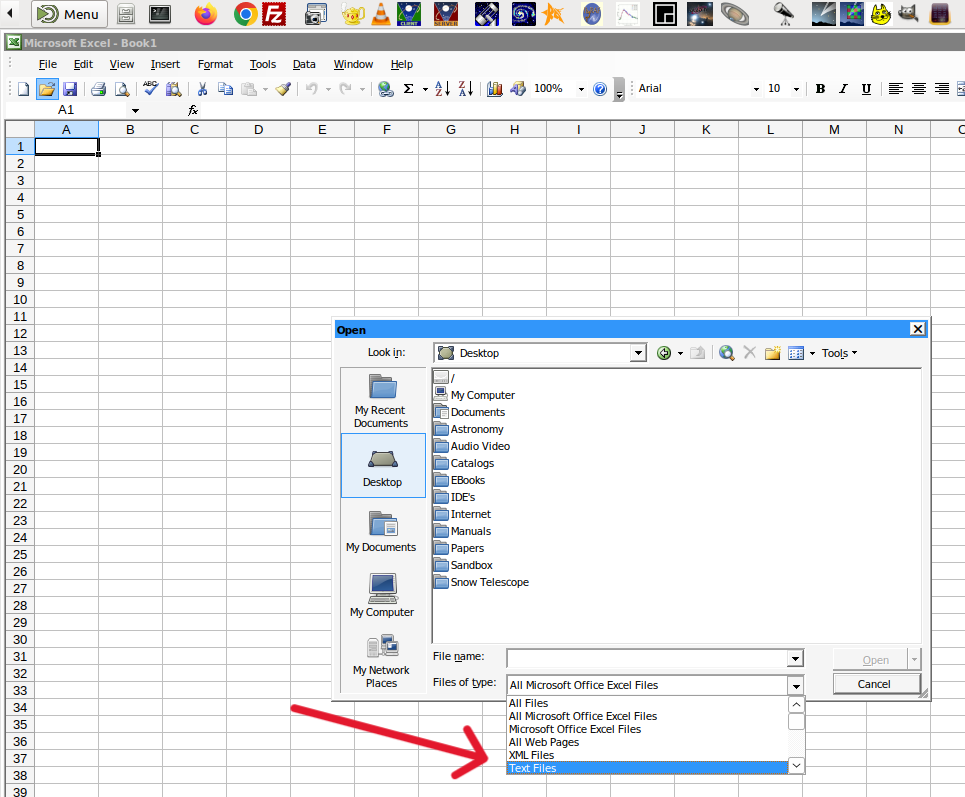 Open the photometry log file in Excel