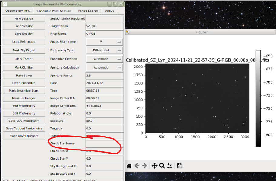 Ensemble photometry session