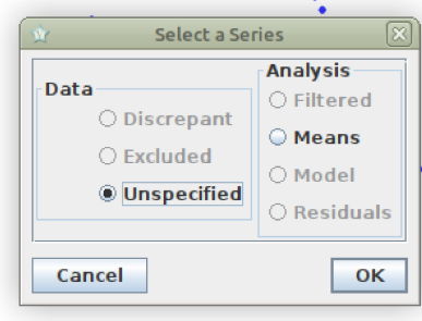 Selecting the data series