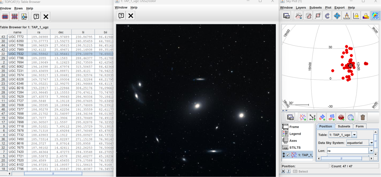 Browse galaxies from the table